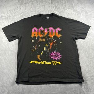 Old Navy AC DC Let There Be Rock 77 Tour Graphic Tee Mens Small Black